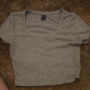 SHEIN Gray Fitted Crop T-Shirt